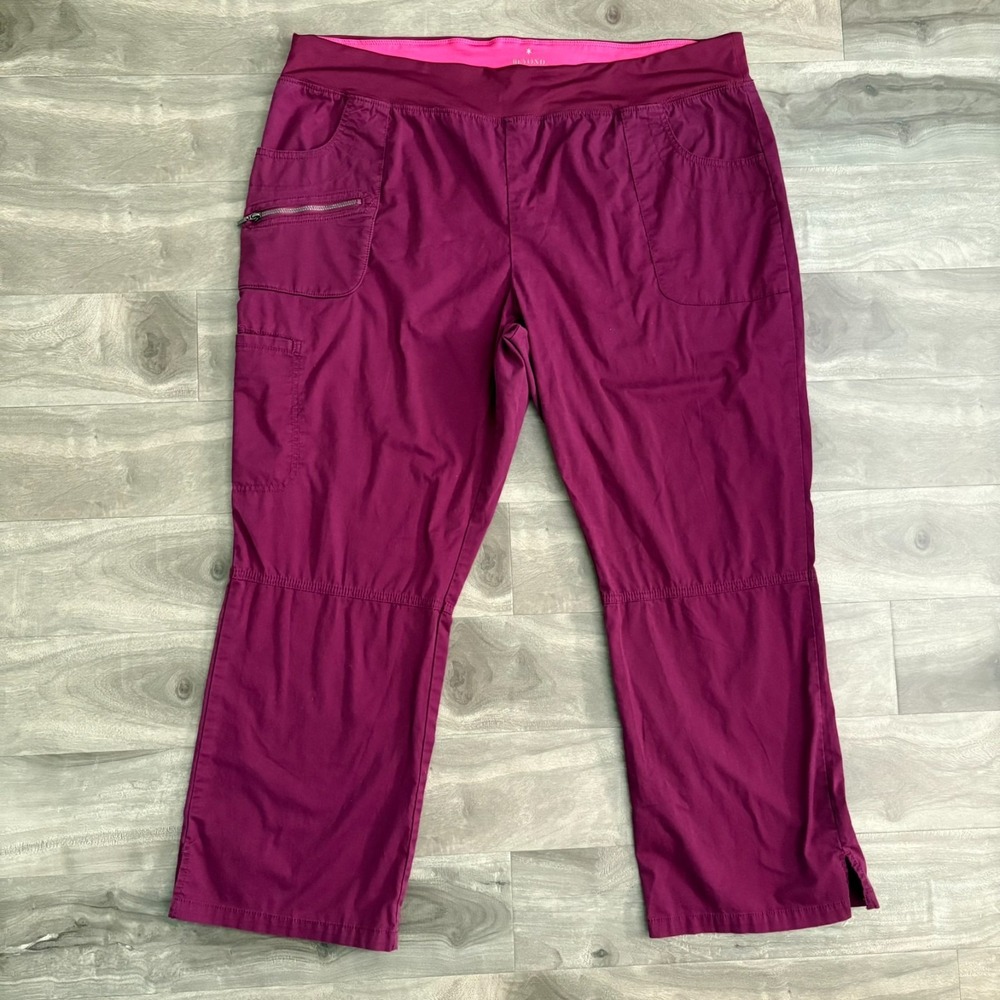 Beyond Scrubs Pants Magenta‎ and Pink with Pocket. Pants Size Large P2X - XXL